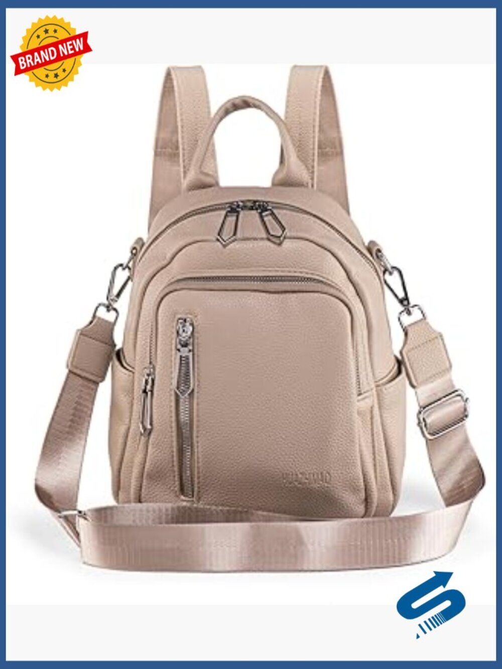 Mini Backpack Purse Women PU Leather 3 in 1 Handbag Travel Daypack Small